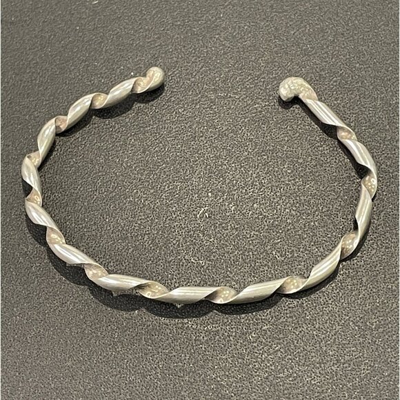 Twisted Sterling Silver Cuff Bracelet 6" Adjustable Vintage Style Minimalist Jew - Picture 5 of 6